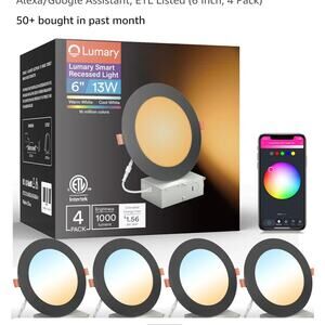 Lumary Smart Recessed Lighting 6 inch Smart WiFi 4 Pack Ultra-Thin OPEN BOX